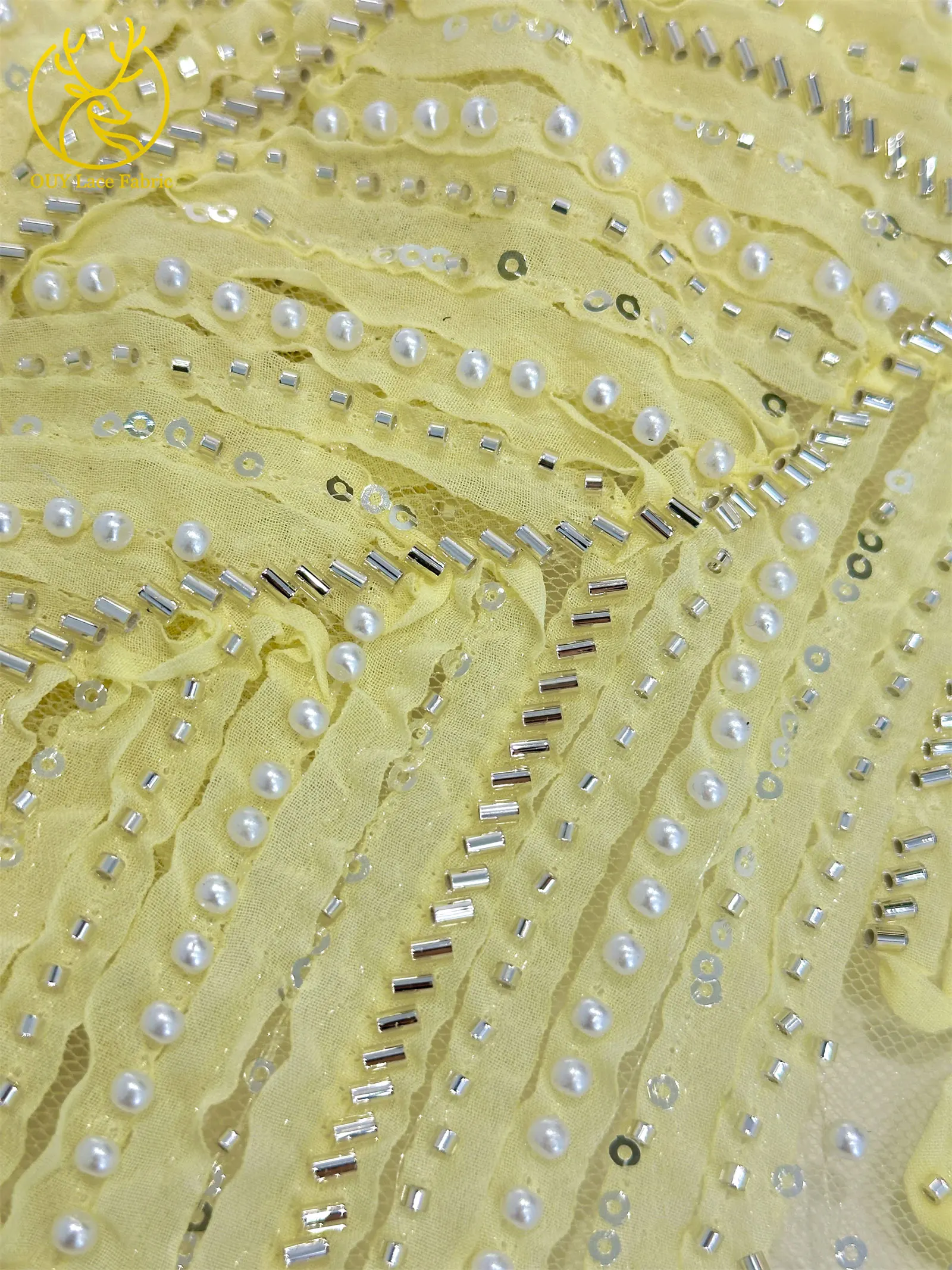 3D Mode Nigerianischer Mesh-Tüll-Spitzenstoff 2026 Französischer Handgefertigter Perlen-Pailletten-Spitzenstoff für Damen Party Hochzeitskleid Nähen – Detail 25