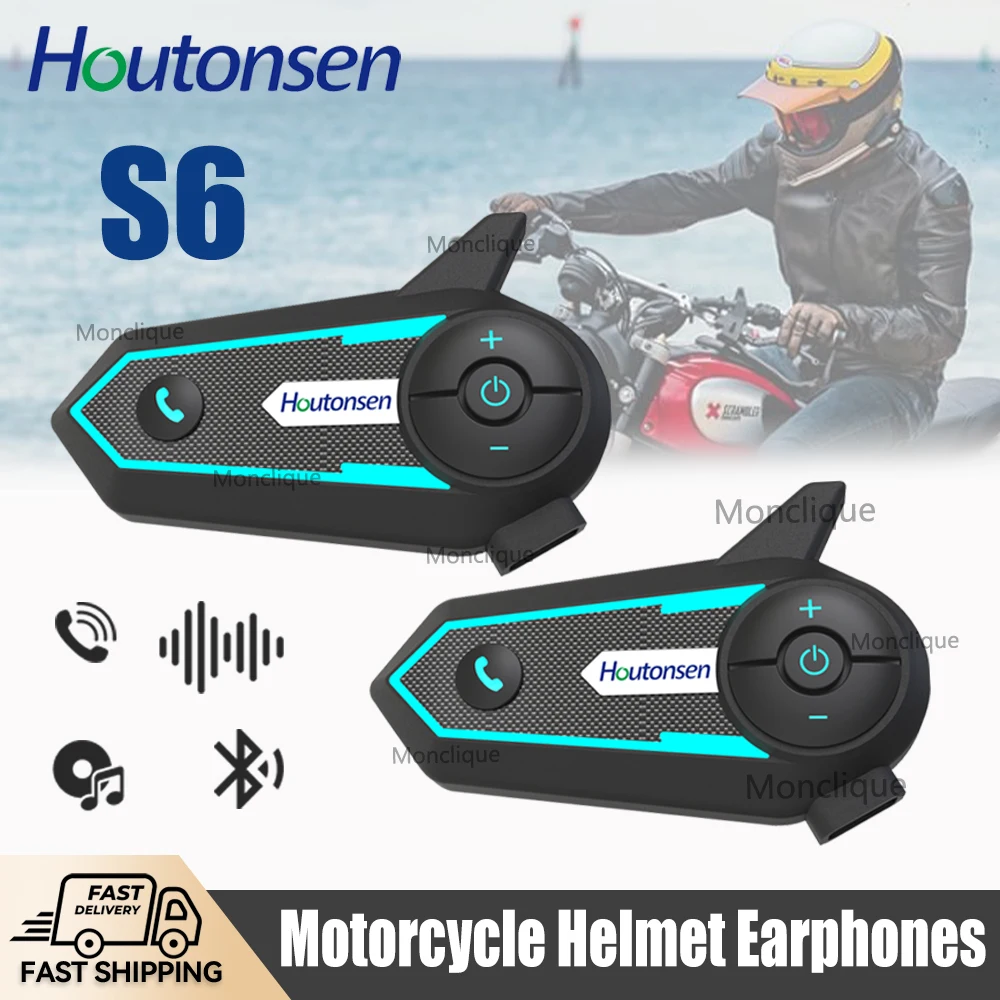 Motorcycle Helmet Walkie-talkie Bluetooth Communicator Full Duplex Waterproof Noise Reduction Earphones RGB 3-color Ambient Ligh
