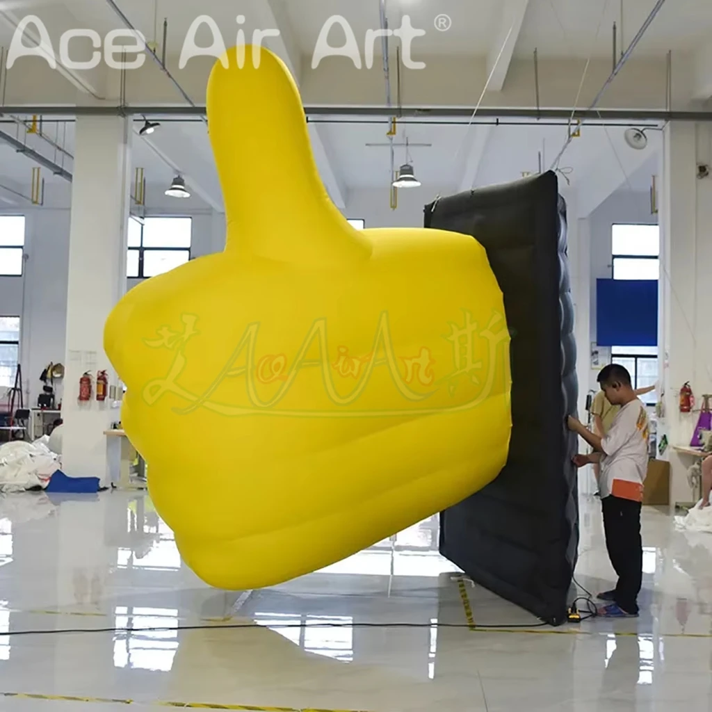 Giant Inflatable Cartoon Yellow Approval Hand For Sale Air Blow GOOD Gesture for Outdoor Event Promotion