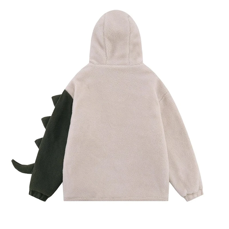 2024 Winter New Hoodie Lamb Fleece Plush Sweater Animated Dinosaur Funny Creative Hoodie Winter Outdoor Warm Hoodie Top y2k Top