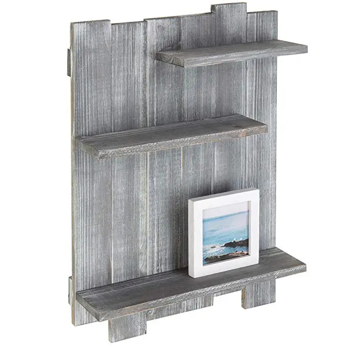 CNLF Rustic American Wood Weathered Gray Old Wall Shelves Minimalist Home Furniture Living Room Bedroom Hotel Farmhouse Storage