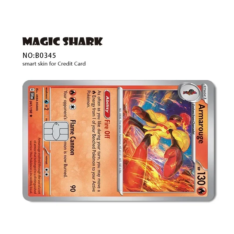 Magic Shark Cute Pokemon Card Jolteon Charizard Pikachu Front Skin Film Cover Sticker for Credit Debit Card Waterproof