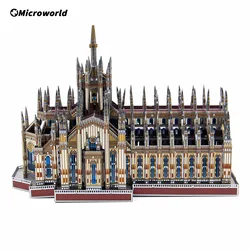 Microworld-rompecabezas de Metal 3D, Kits de modelos de construcción de catedral de Milán, rompecabezas ensamblado con corte láser, juguete, regalos de cumpleaños para adolescentes y adultos