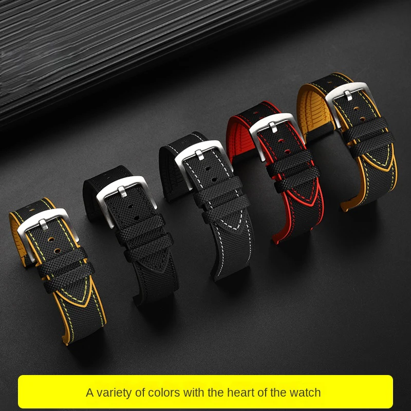 Pulsera de correa de goma de 21 mm para Omega 310 311 Speedmaster 311.92.44 Correa de reloj Dark Side of the Moon 310.92.44 Negro rojo amarillo