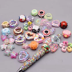 4/10pcs/bag Acrylic Beads Heart Star Flower Beads Color Painting Loose Spacer Beads for Jewelry Making DIY Phone Chain Bead Pen