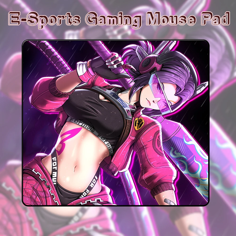 

Gamer Professional Neon Anime Mouse Pad Premium Locking Edge E-Sports Gaming Mousepad High Elastic Non-slip Bottom Mouse Mat