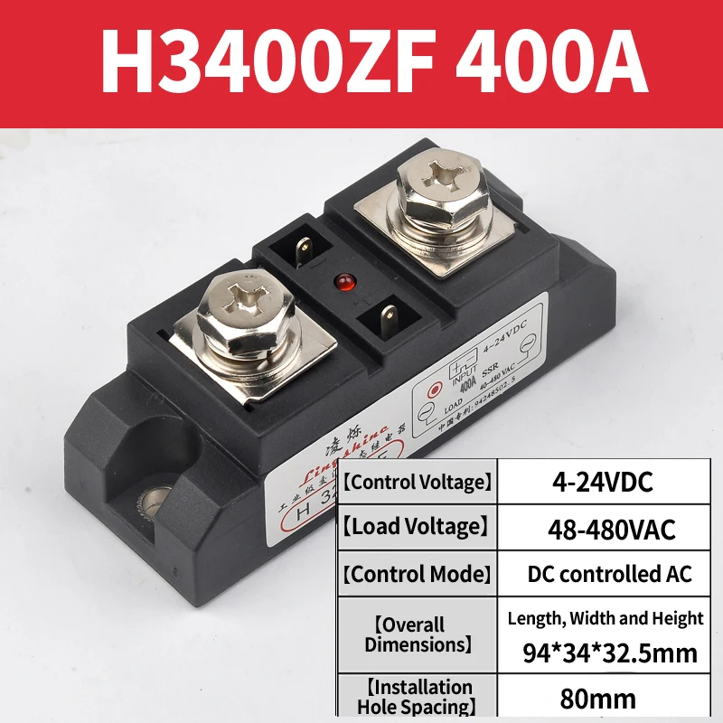 

400A Industrial Solid State Relay H3400ZF Resistance Furnace Temperature Controller DC Control AC