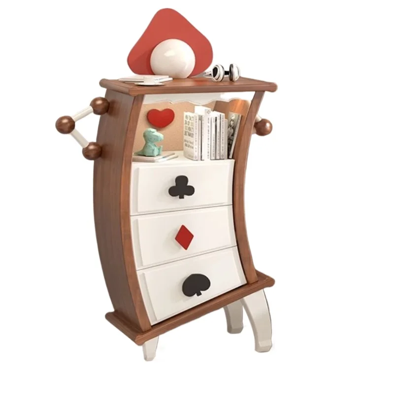 

Solid wood American retro cartoon cute creative waist cabinet Solid wood storage bookcase