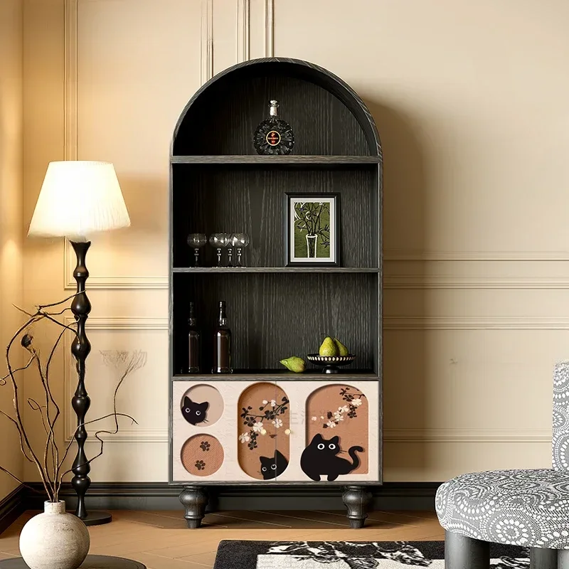 

French cream style cute bookcase solid wood bedroom bedside locker entrance entrance decorative cabinet living room display