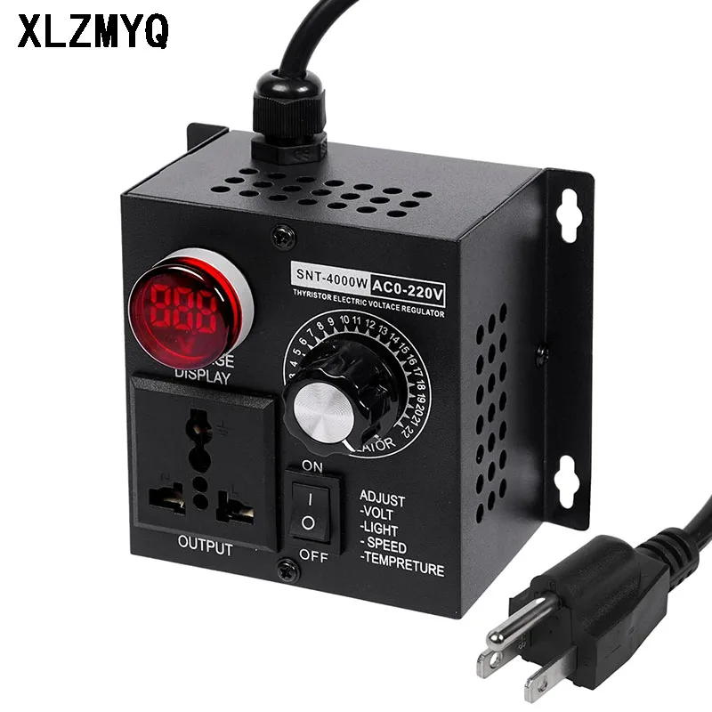 4000W Motor Speed Temperature Light Voltage Adjustable Dimmer AC 220V 4000W Compact Variable Voltage Motor Controller Regulator