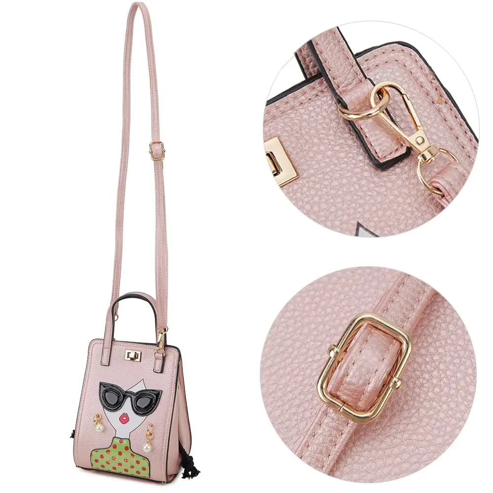 Funky Lady Face Purses and Handbags for Women Cartoon Pattern Female Shoulder Bag Top Handle Satchel Party Clutch Crossbody Bag