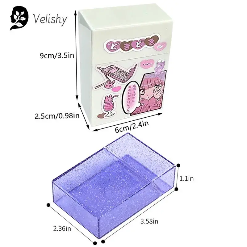 3 Inch Transparent Storage Box Kawaii Stationery Blingbling Photo Card Holder Box Case Container Idol Albumes Photo Storage Box