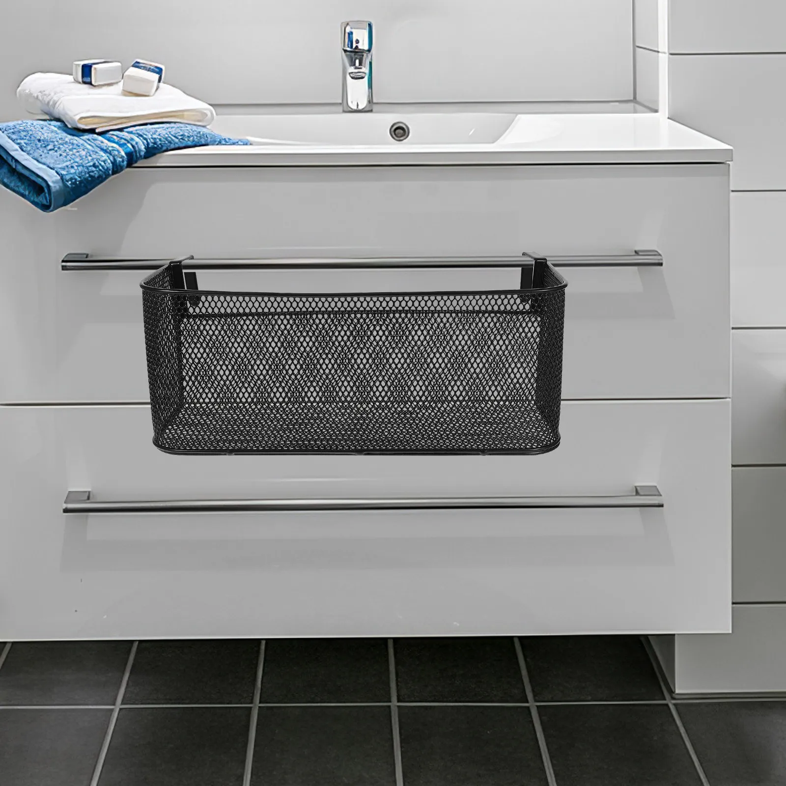 Metal Wire Mesh Hanging Basket Bathroom Decorative Storage Organizer Large Capacity Cosmetics Toiletries Shelf Multi-Functional