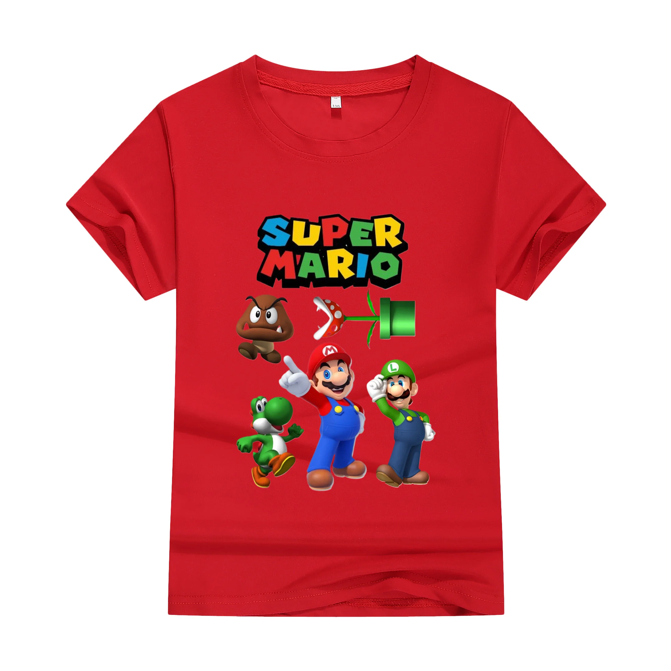 New Super Marios Tshirt Kids Tops Boys Clothes Girls Pure T-shirt Summer Teen Football Jersey Game Anime Fashion Short Sleeve