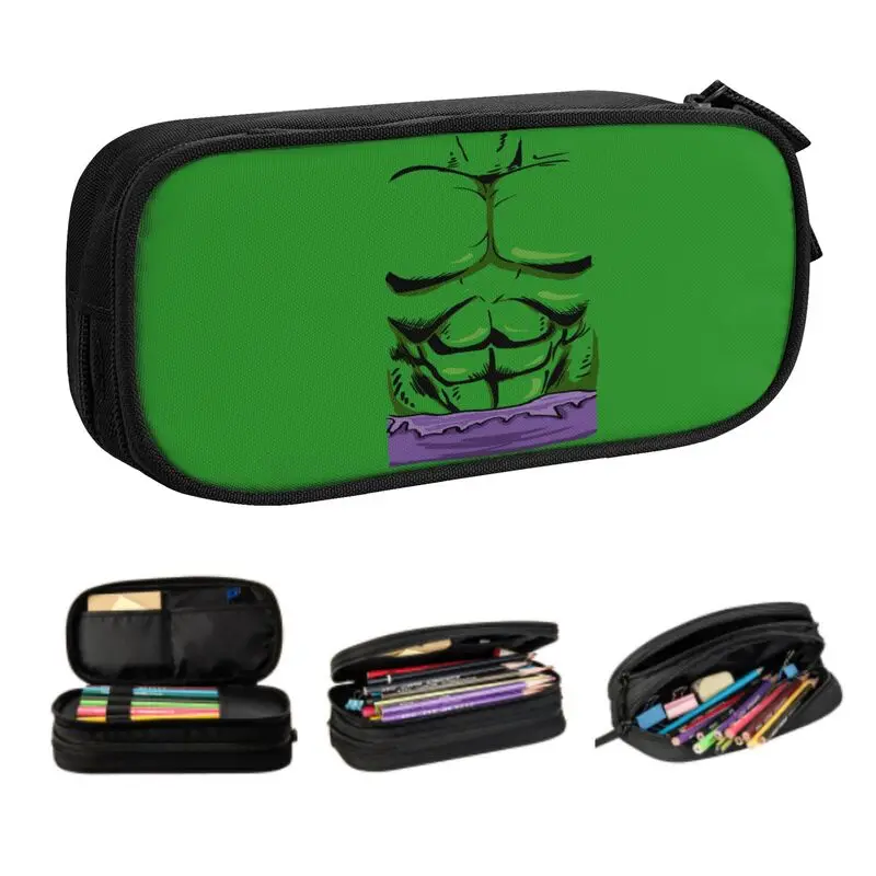 Customized Hulk Muscle Cute Pencil Cases Boy Girl Large Capacity Pencil Pouch Students Stationery