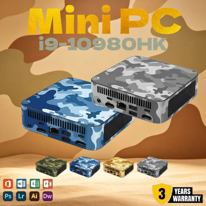 Mini PC Camouflage Colors 2026 New Mini Computer Intel Core i9 10980HK 16GB RAM 1TB/2TB SSD WiFi 6 BT5.2 4K Gaming Study PC