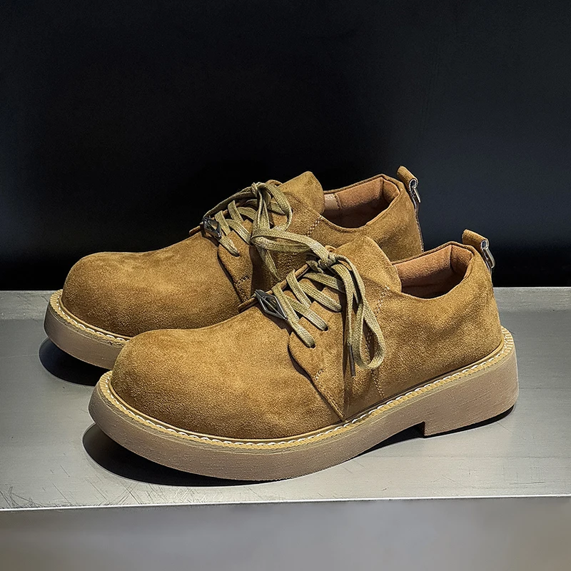 رجال الأعمال ديربي أحذية الرجال سميكة سوليد الارتفاع زيادة الأحذية مع رؤساء كبيرة النمط البريطاني الرجعية عمال تنوعا حذاء رجالي #1