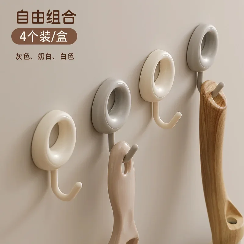 

4pcs/set Hook Strong Adhesive Sticking Wall Hanging Load-Bearing Nail-Free Traceless Dormitory Behind The Door Hook No-Punch