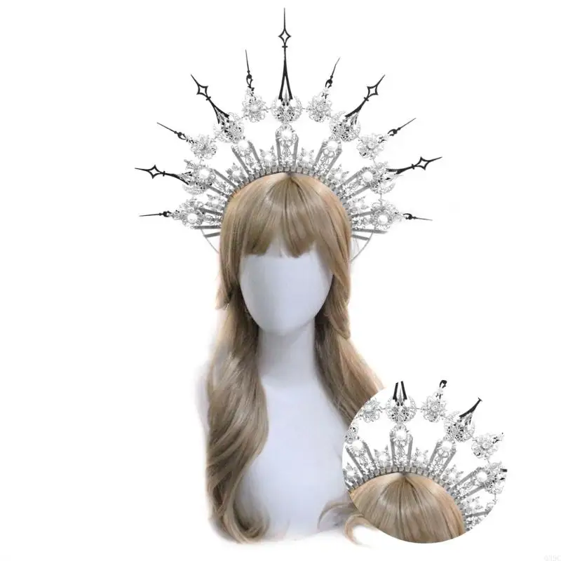 

Q39C Crowns Crowns Headdsed Kits Комплекты ручной работы месяц Бога Церковь Костюм повязка на голову женская корона