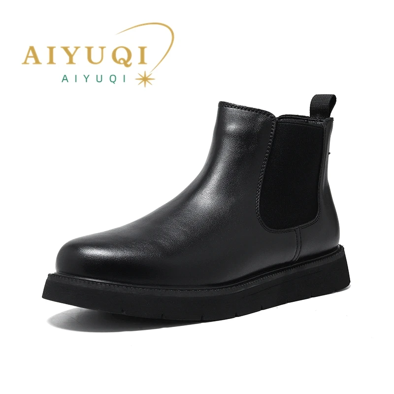 

AIYUQI Men Ankle Boots British Style 2023 Winter New Foot Non-slip Men Chelsea Boots High Top Motorcycle Boots Men