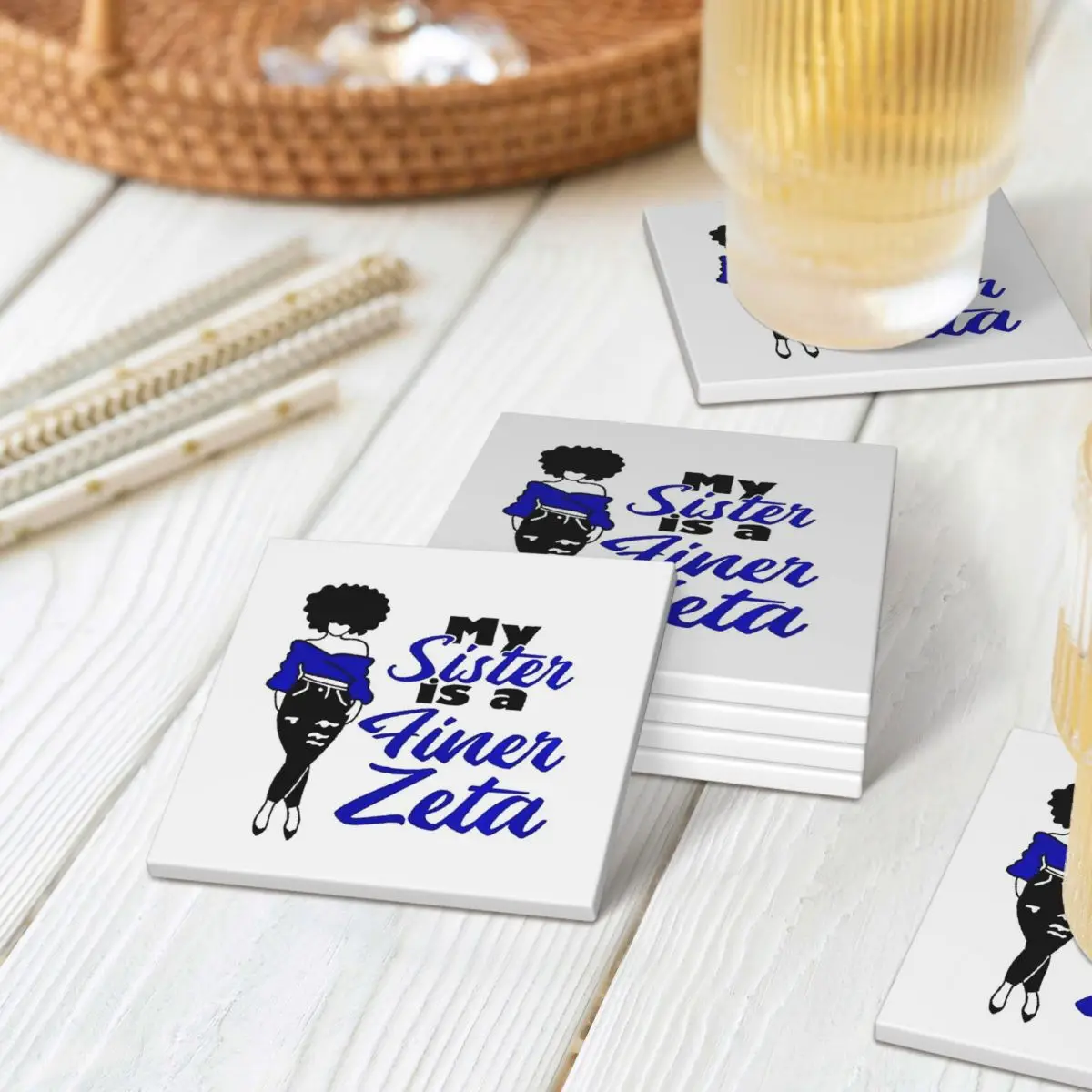 زيتا فاي بيتا نادي نسائي شعار كوستر السيراميك حصيرة مقاومة للحرارة الديكور الجدول أواني المطبخ طاولة طعام حصيرة القهوة حصيرة #2