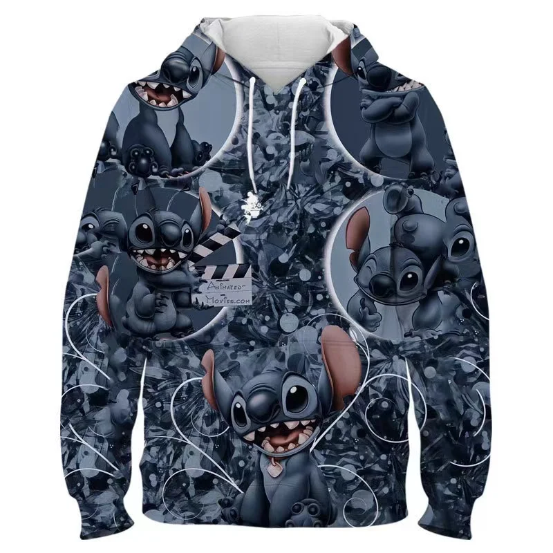 2024 New Disney Co-branded Stitch Cute Cartoon Printed Sweatshirt Spring and Autumn Thin Jacket Hooded Sweatshirt Trendy