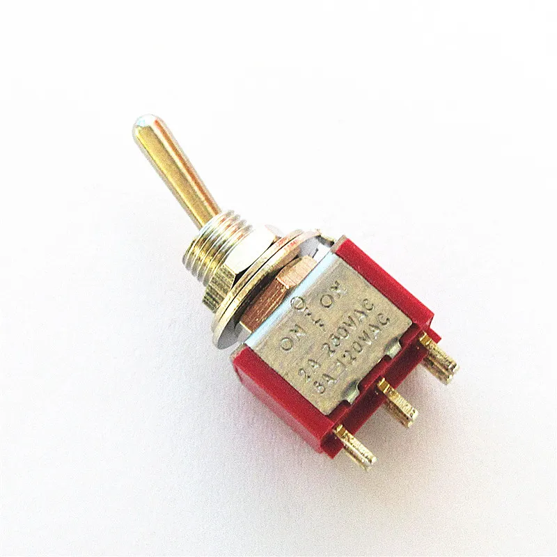 1/5pcs Red Mini 3pin 6mm 2/3 Position Self-resetting Toggle Switches ON-(ON)DPDT Mini Toggle Switches 6A/125V 3A/250V AC MTS-112