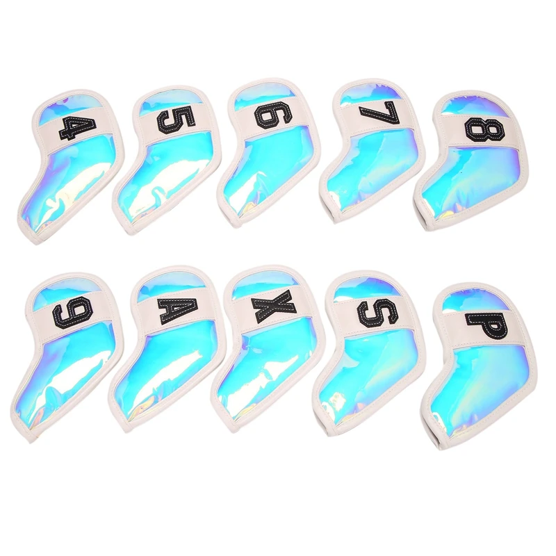 10Pcs/Set Embroidery Number Golf Iron Headcover TPU Protective Cover 4-9,P,S,A,X Club Head Cover Cue Cap Case