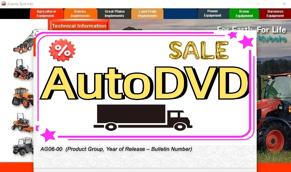 

AutoDVD Kubota & Krone Руководство по технической информационной мастерской сельскохозяйственной техники, руководство по запчастям, сервисная информация V17 2024