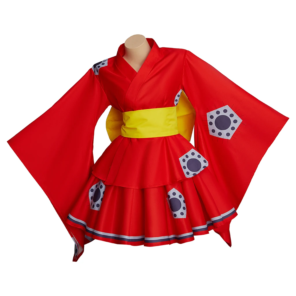 

Luffy Cosplay Anime Costume For Women Red Lolita Kimono Dress Suit Halloween Carnival Party Christmas Comic Con Show Uniform