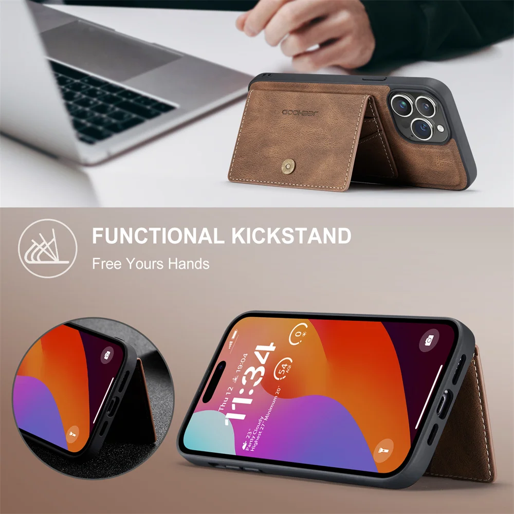 JEEHOOD Magnetic Detachable Card Bag Slim Wallet Case for 15 Pro Max 6s 7G 8G XS XR XS Max 11 Pro 12 13 Mini 14 Plus Phone Bags