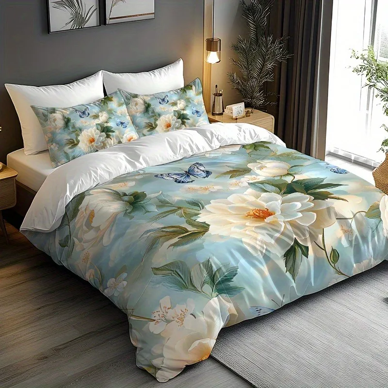 Bettwäsche-Set mit Blumenmuster, 3D-gedruckt, Bettbezug-Set, weich, Einzelbett, Twin, Doppelbett, Queen-Size-Bett, Heimdekoration für Schlafzimmer – Detail 6