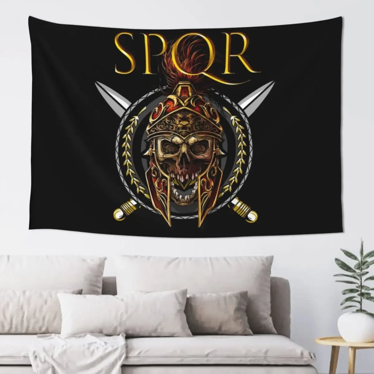 

SPQR Roman Soldier Skull Tapestry Room Decoration Korean Style Room Decoration Aesthetic Nordic Home Decor Tapestry