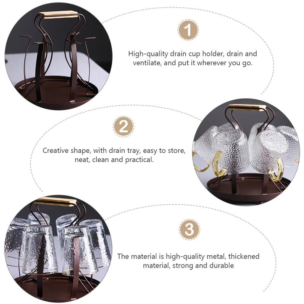 

Cup Drying Rack Kitchen Mug Rack Metal Cup Holder Drainer Brown Thickened Mug Stand for Coffee Cups ganizers Hanger Storage