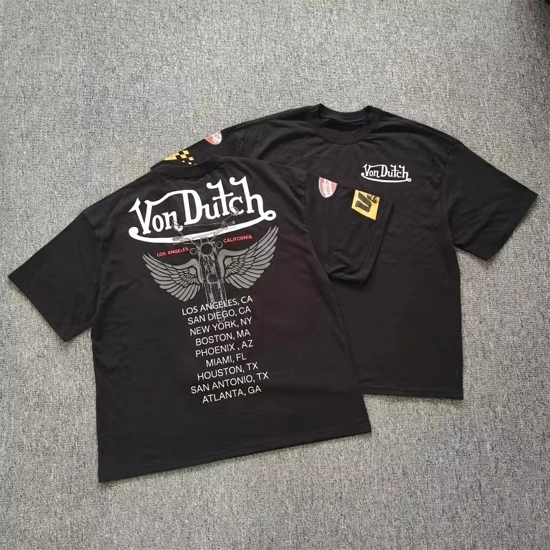 City Motorcycle Culture Trend Brand T-Shirt Cotton Graphic Tee Men Women Summer Streetwear view 2