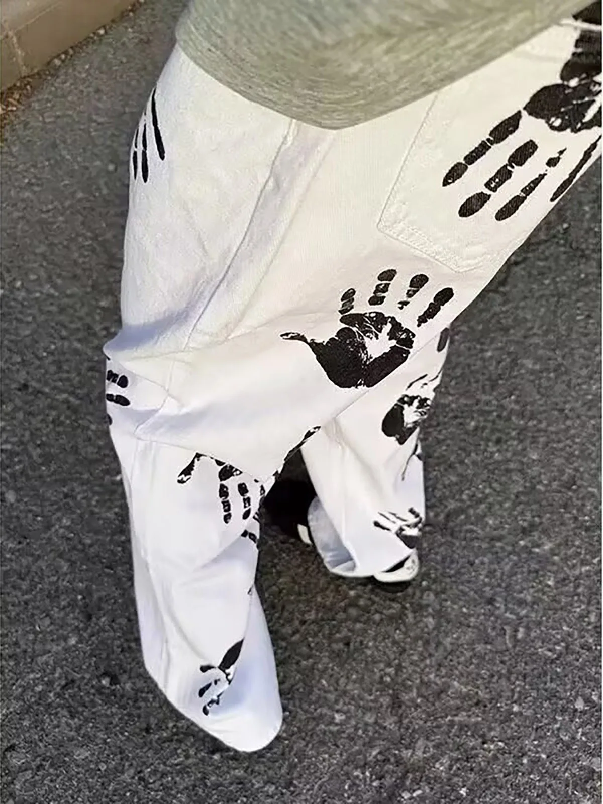 

Белые прямые джинсы с принтом пальм, облегающие, в американском стиле High Street, свободного кроя, для мужчин и женщин