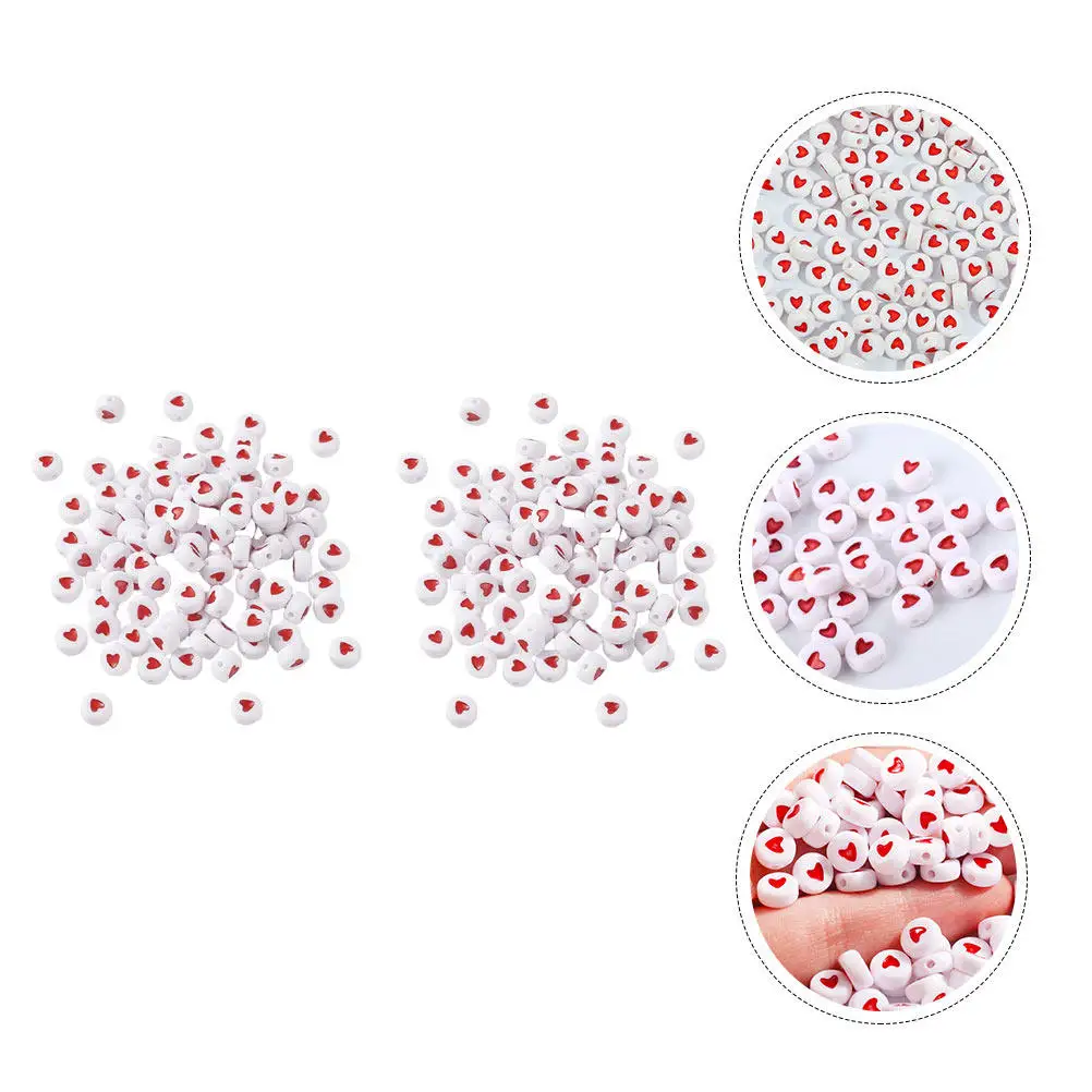 

500Pcs Round Heart Beads Acrylic Loose Craft Beads for DIY Jewelry Making Necklace Bracelet Design Exquisite Spacer Bead