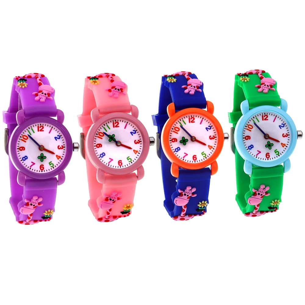 Модные силиконовые часы с жирафом для девочек и мальчиков, детские наручные часы, детские часы, подарки, пластиковый корпус, кварцевые часы, детские часы