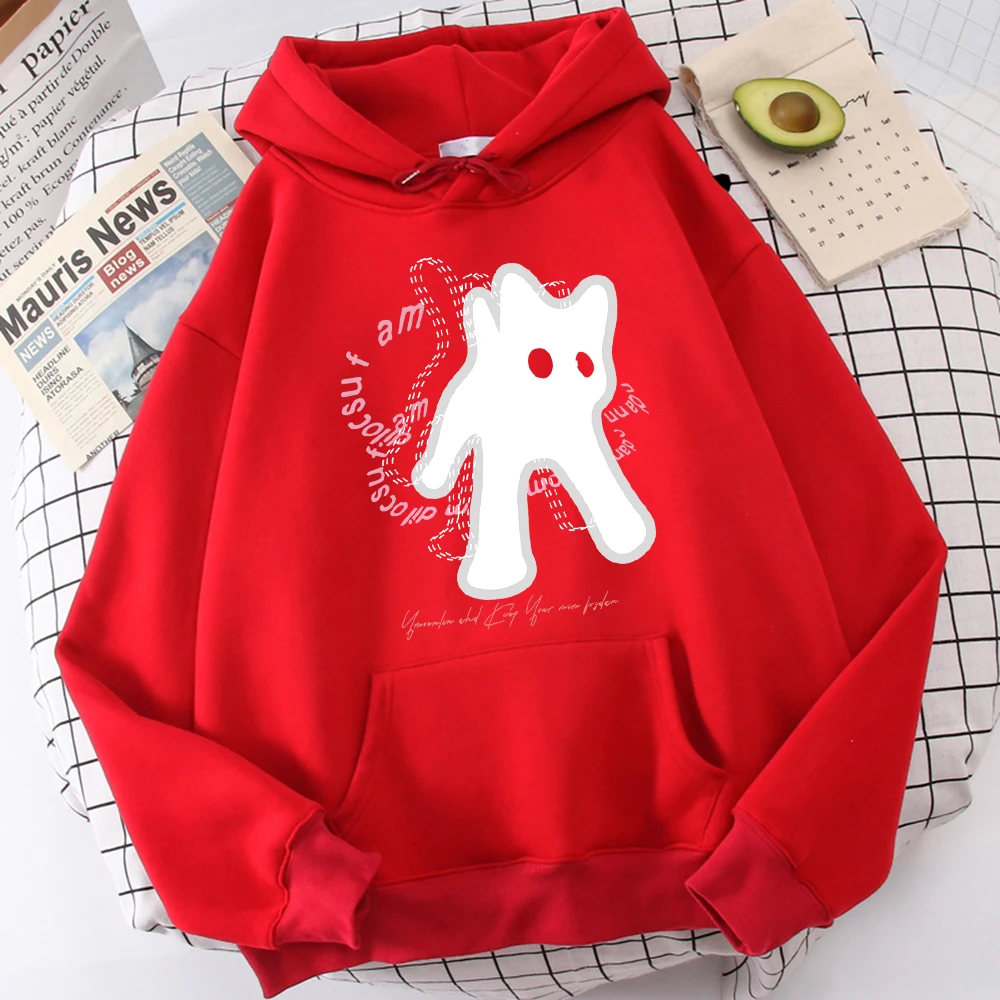 Ghost Cat Funny Abstract Print Men Hoody Breathable Versatile Sweatshirt High-Quality Casual Hoodies Outdoor Loose Fittingtops