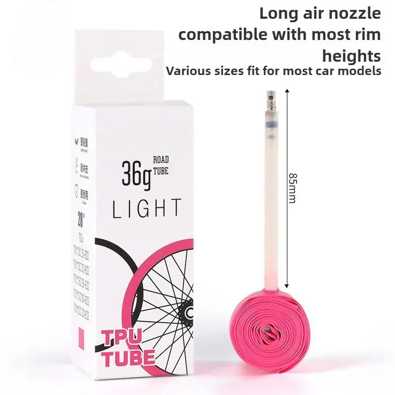 

700C Presta Valve TPU Inner Tube - Pink Lightweight Bicycle Accessories Ultra Light TPU for Road Bikes