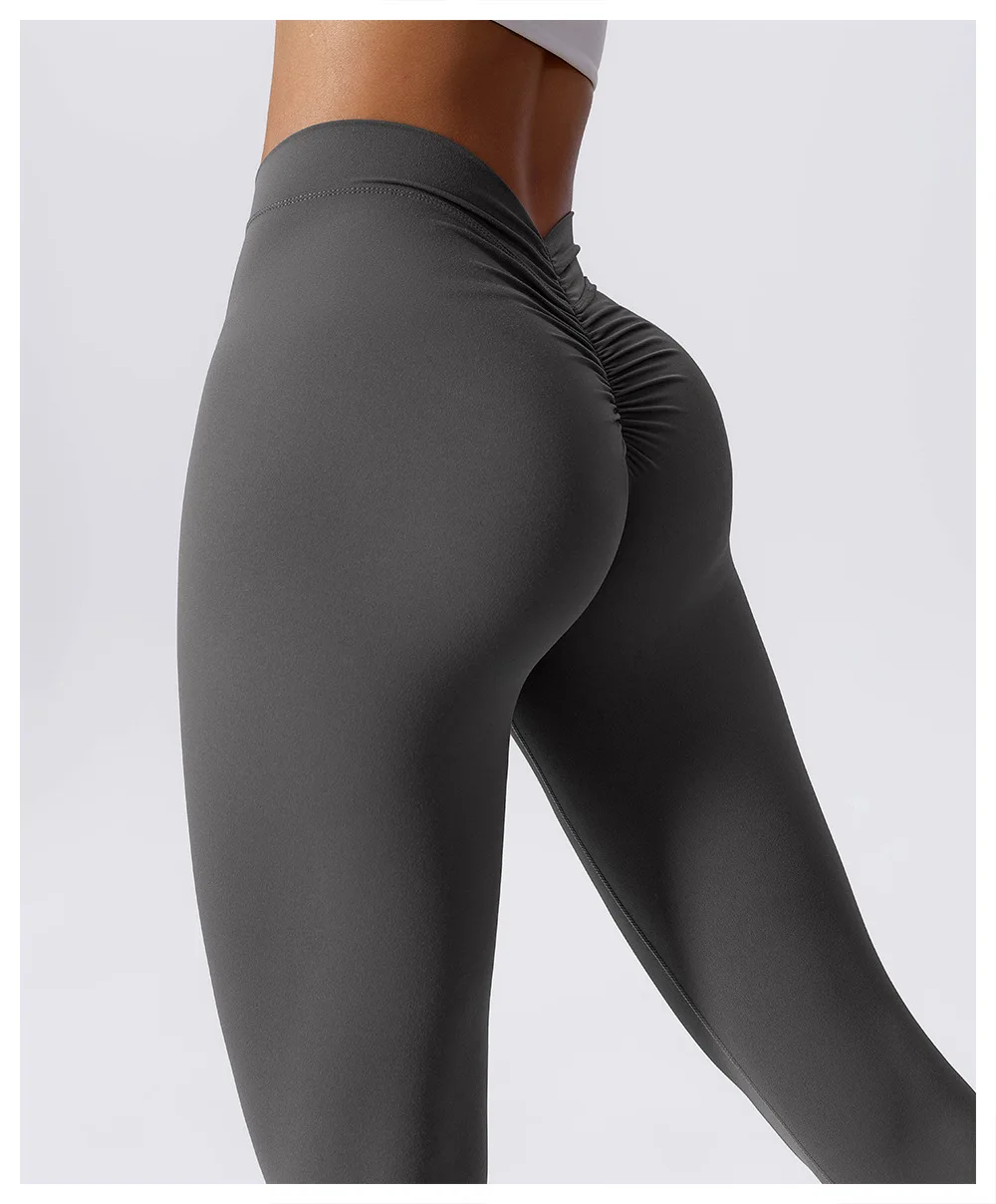 Yoga Pants Back V-Waist Fitness Hip Lift Honey Peach Hip Sports Tights No Awkwardness Thread Warp Hip Long Pants