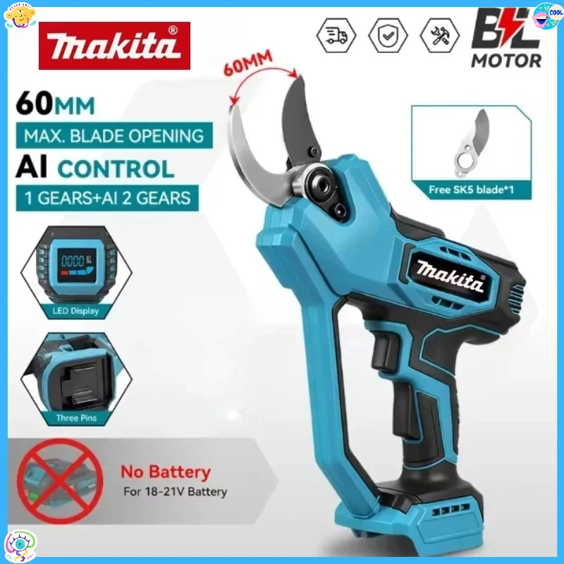 

Аккумуляторные бесщеточные электрические секаторы Makita 18В AI с 2 скоростями для обрезки деревьев и бонсай, совместимые с аккумуляторами Makita