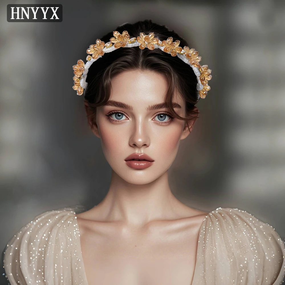 

HNYYX Champagne Crystal Headband Luxury Non-slip Wave Hair Hoop Shopping Dating Party Headdress Boutique Hair Accessories A400