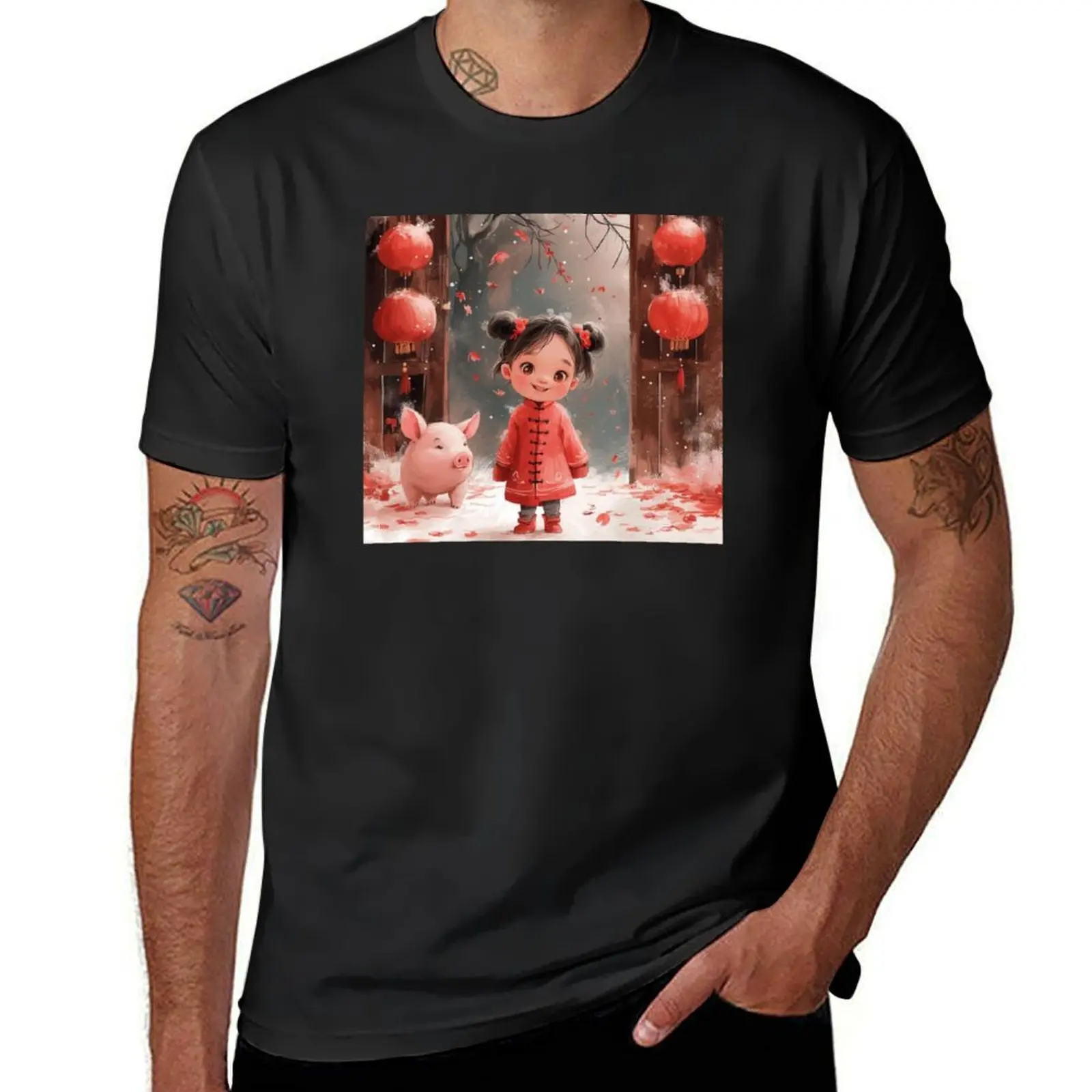 Lunar New Year Girl T-Shirt Short sleeve tee new edition t shirts for men pack