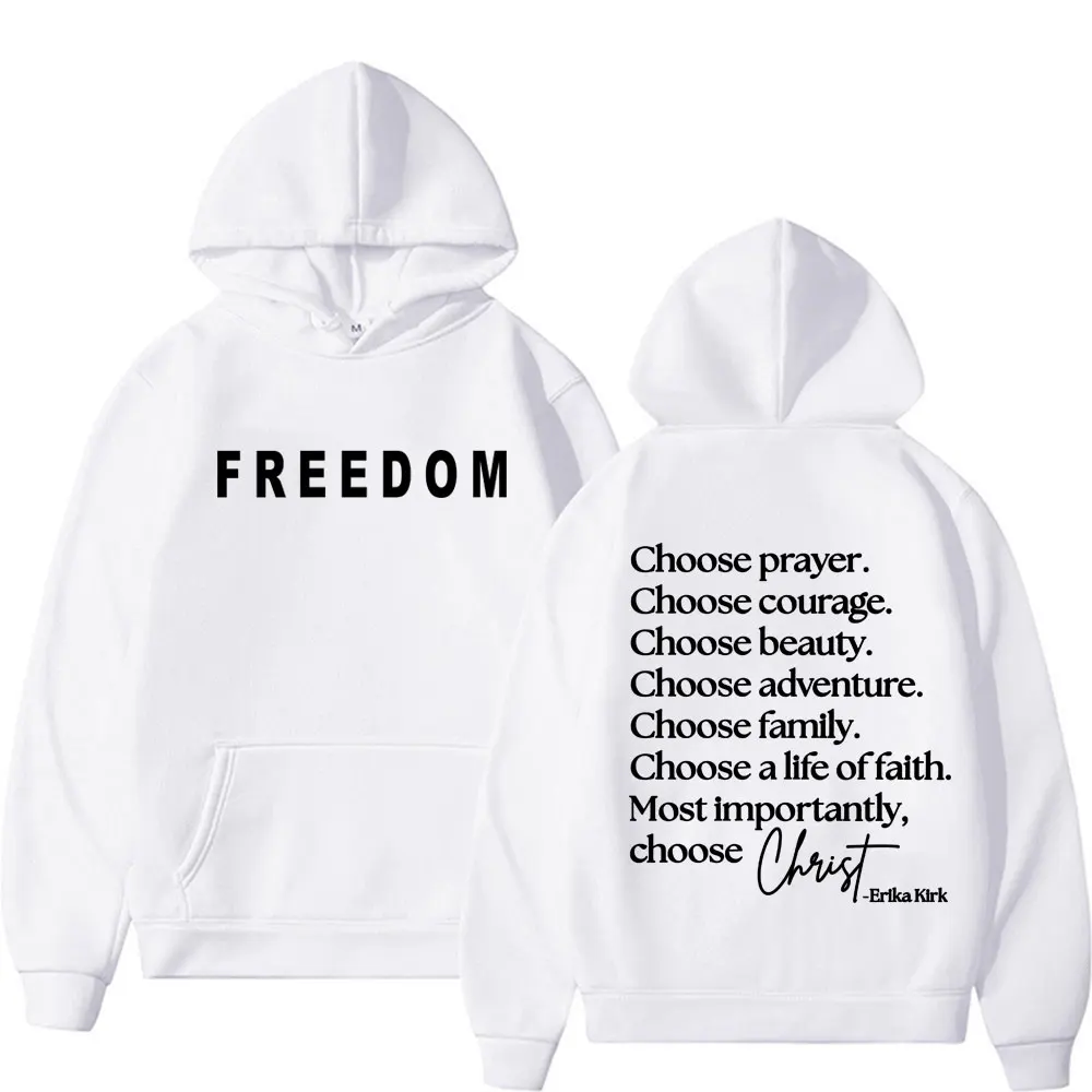 اختيار الصلاة اختيار الشجاعة إريكا كيرك إقتباس بلوزات الحرية تشارلي كيرك هوديس الرجال النساء شارع العليا الراحة هوديي القمم