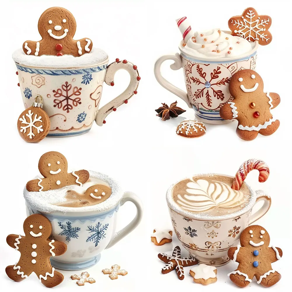 20pcs Christmas Coffee Cup Stickers Pack Varied for Kids Crafts Scrapbooking Luggage Laptop Aesthetic Decoration Graffiti Decals