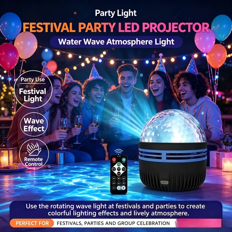 Rotating Water Wave Light LED - Baby Nursery Water ulasan dan harga