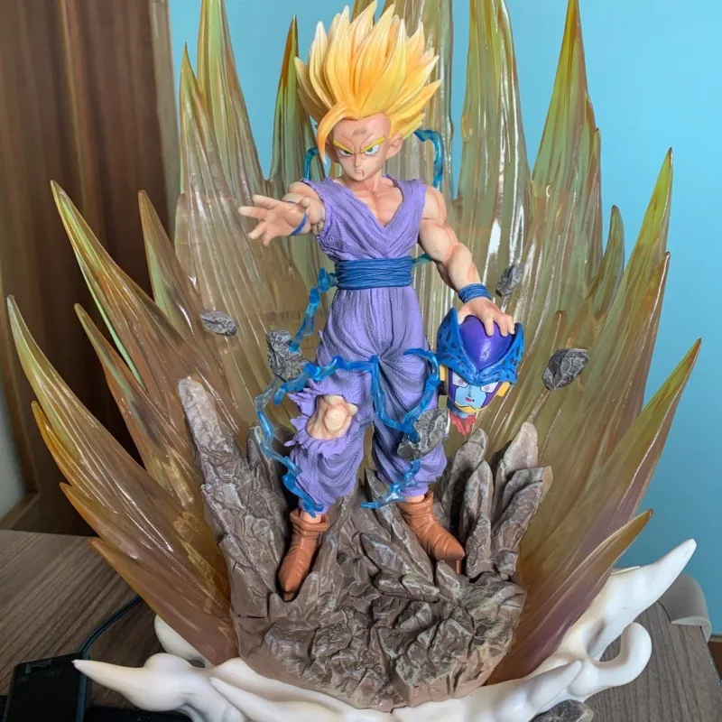 41cm Dragon Ball Z Son Gohan Figure Super Saiyan 2 Gk Dbz Cell Anime Figures Pvc Figurine Statue With Led Light Doll Toy Model