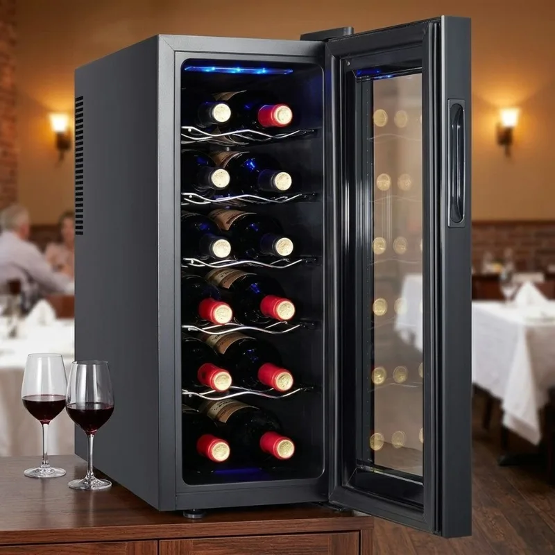 Airo 33L 35QT Semiconductor Wine Cabinet 12 Bottle Refrigerator Cooler 100V 240V for Home Restaurant Hotel Bar