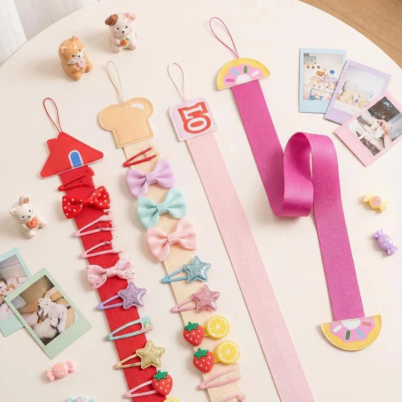 Portable Large Capacity Hair Clip Organizer Cute Soft Edge PU Leather Storage Pouch for Little Girls Hairpins Storage